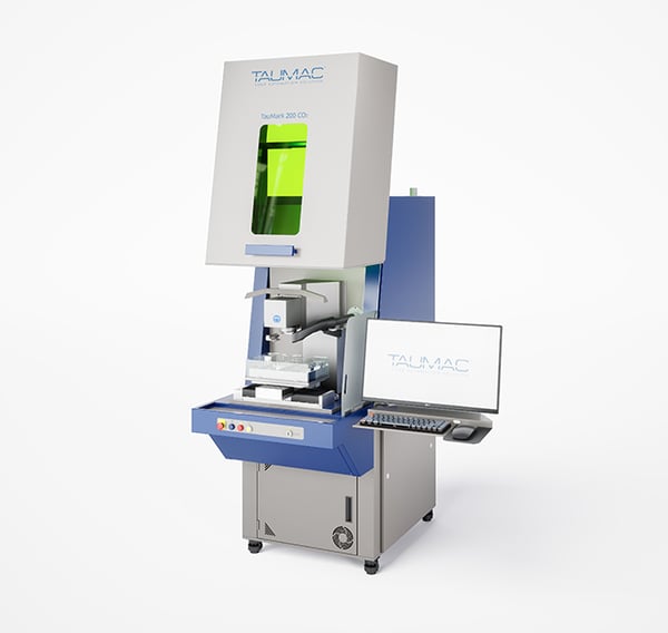 TAUMARK M-TOP C02 - Marcatrice laser potente e flessibile per il taglio, la foratura, l’incisione e la marcatura di materiali organici, naturali e industriali